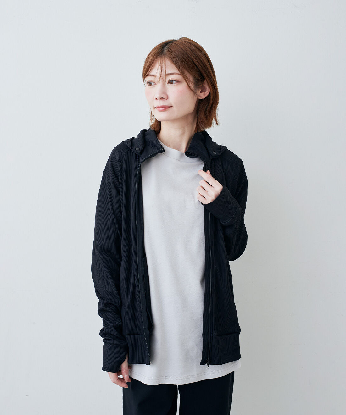 IEDIT|IEDIT[イディット]　福田麻琴さんコラボ リブ素材のラッシュガード〈ブラック〉
