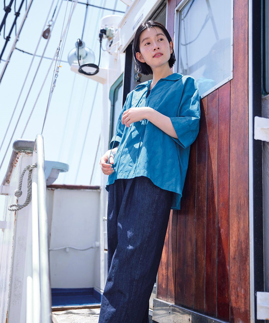 Sunny clouds|サニークラウズ　青いヨットのブラウス〈レディース〉