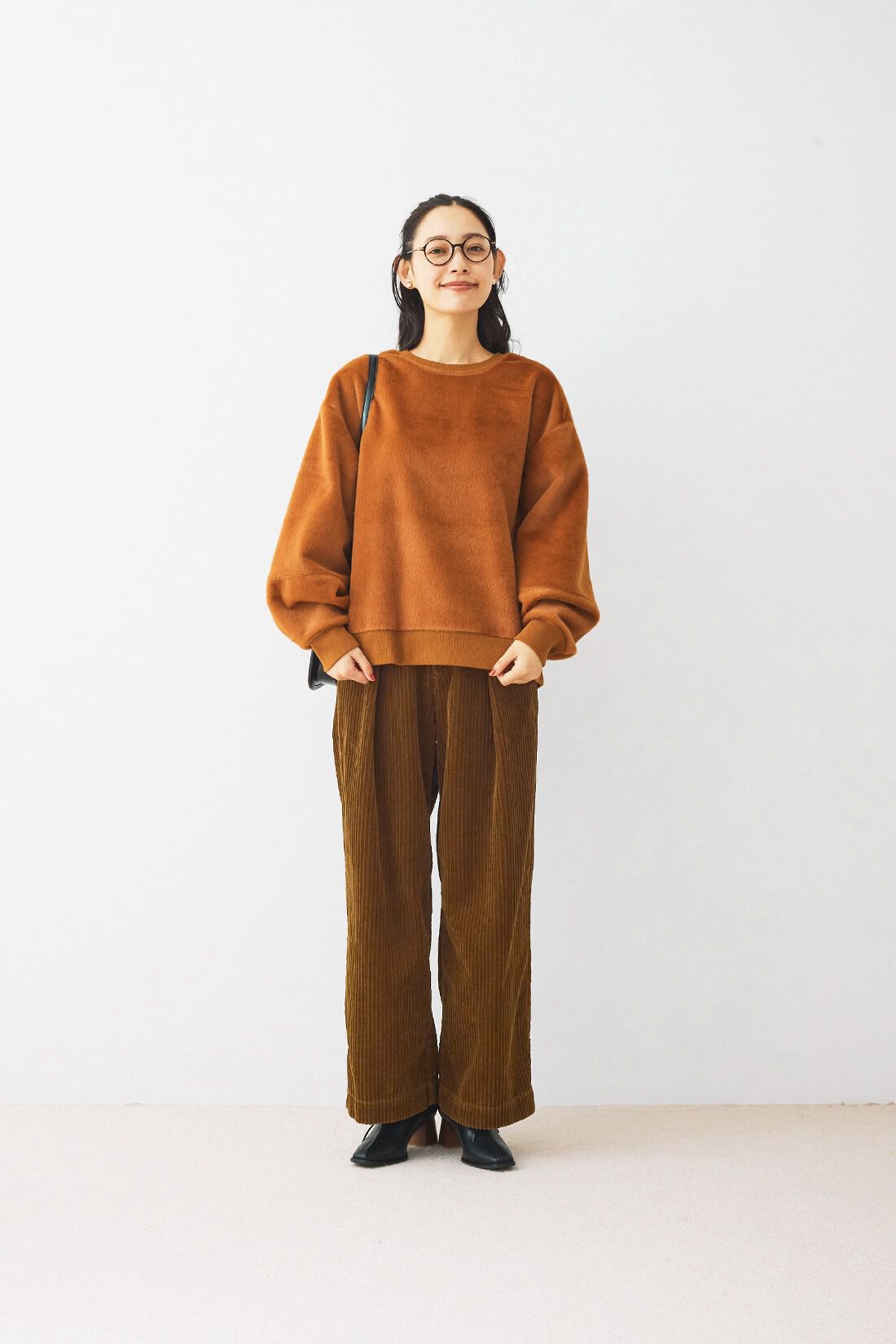 and myera|and myera 親子コールのワイドパンツ〈茶色〉