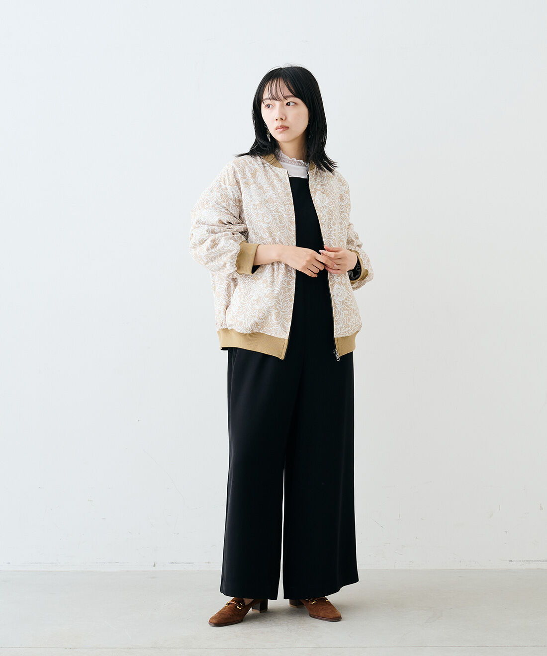 MEDE19F|MEDE19F　〈MADE IN INDIA COLLECTION〉レース遣いのインドコットンブラウス〈ホワイト〉|モデル身長：163cm　着用サイズ：M