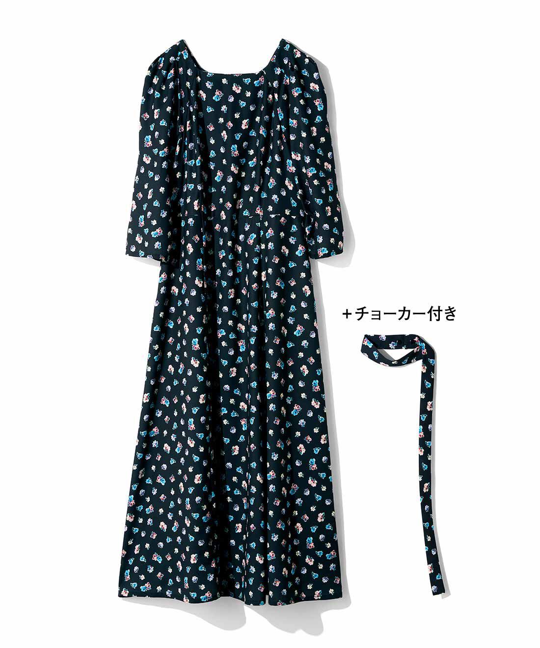 MEDE19F|MEDE19F　ミュルーズモダン〈「ミュルーズ染織美術館」アーカイブコレクション〉チョーカー付きプリントワンピース〈ブラック〉
