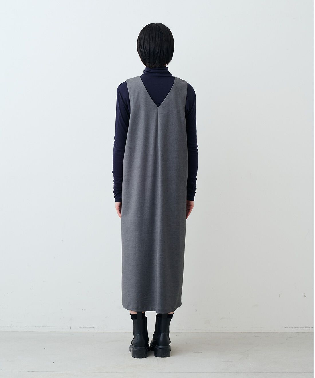 THREE FIFTY STANDARD|やさしい肌ざわりシルク混 カットソー タートルのコーディネート|モデル身長：163cm 着用サイズ：M