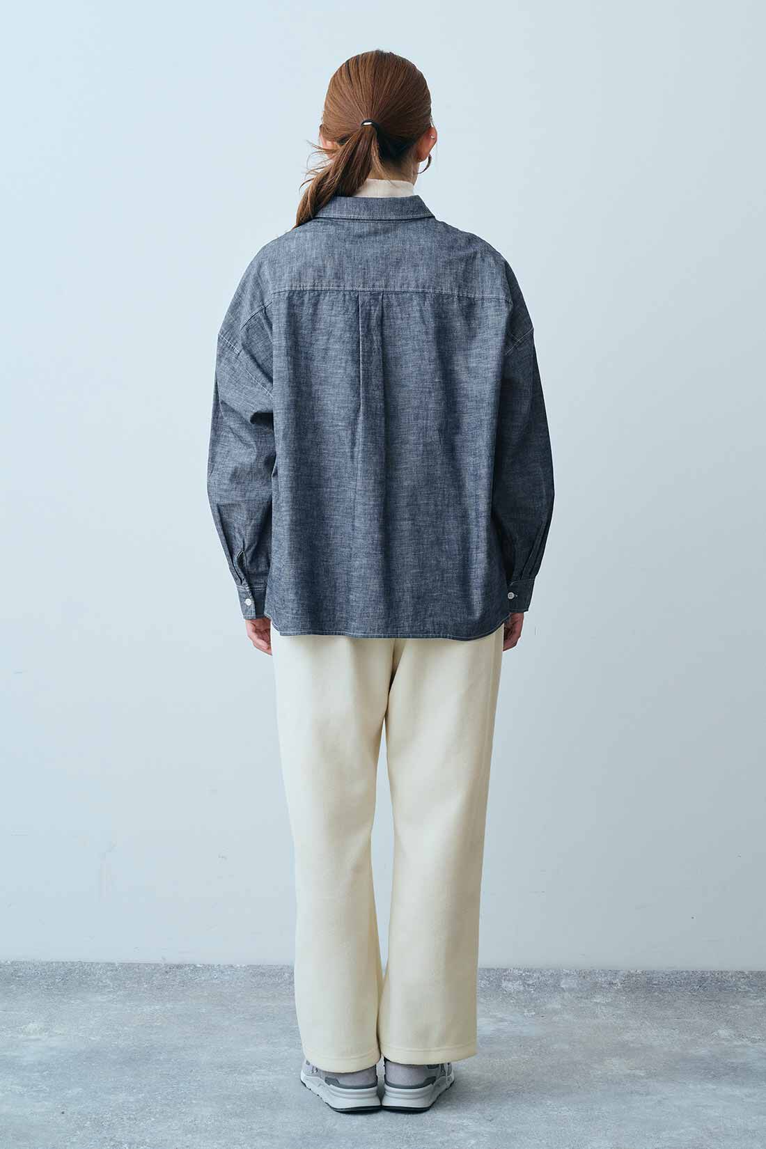 THREE FIFTY STANDARD|シャンブレーのシャツジャケット　ＴＦＳとあったか両面起毛タートルＴＦＳのコーディネート