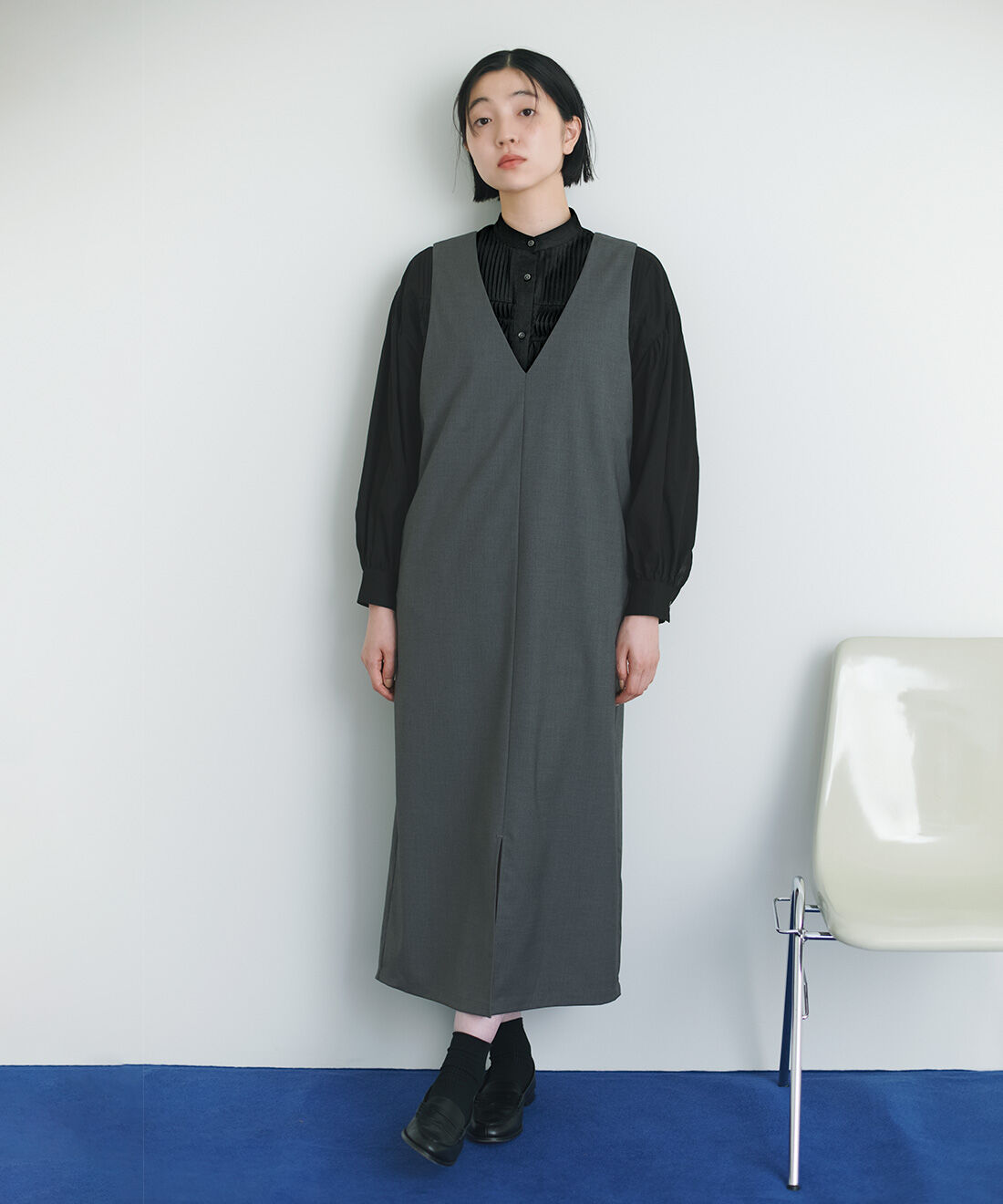 THREE FIFTY STANDARD|ピンタックのオーバーブラウス〈ブラック〉のコーディネート