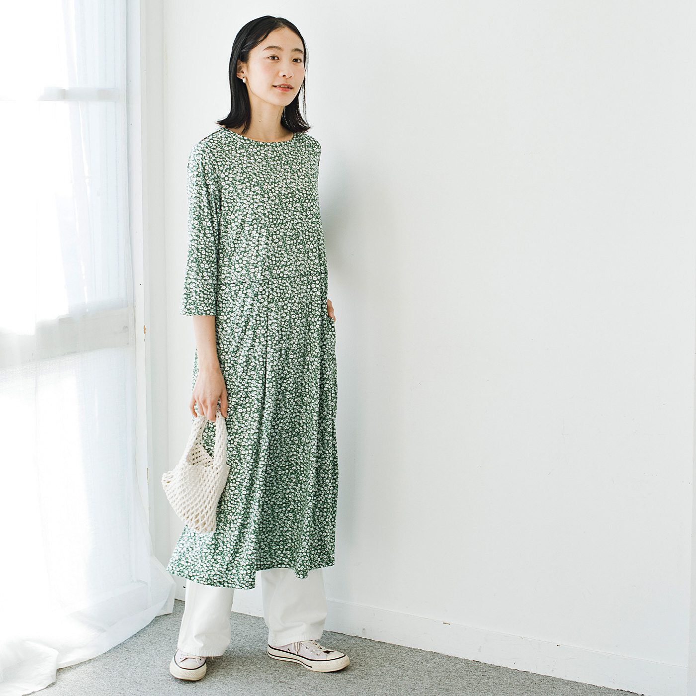 frauglatt | 上品な小花柄のカットソーワンピース