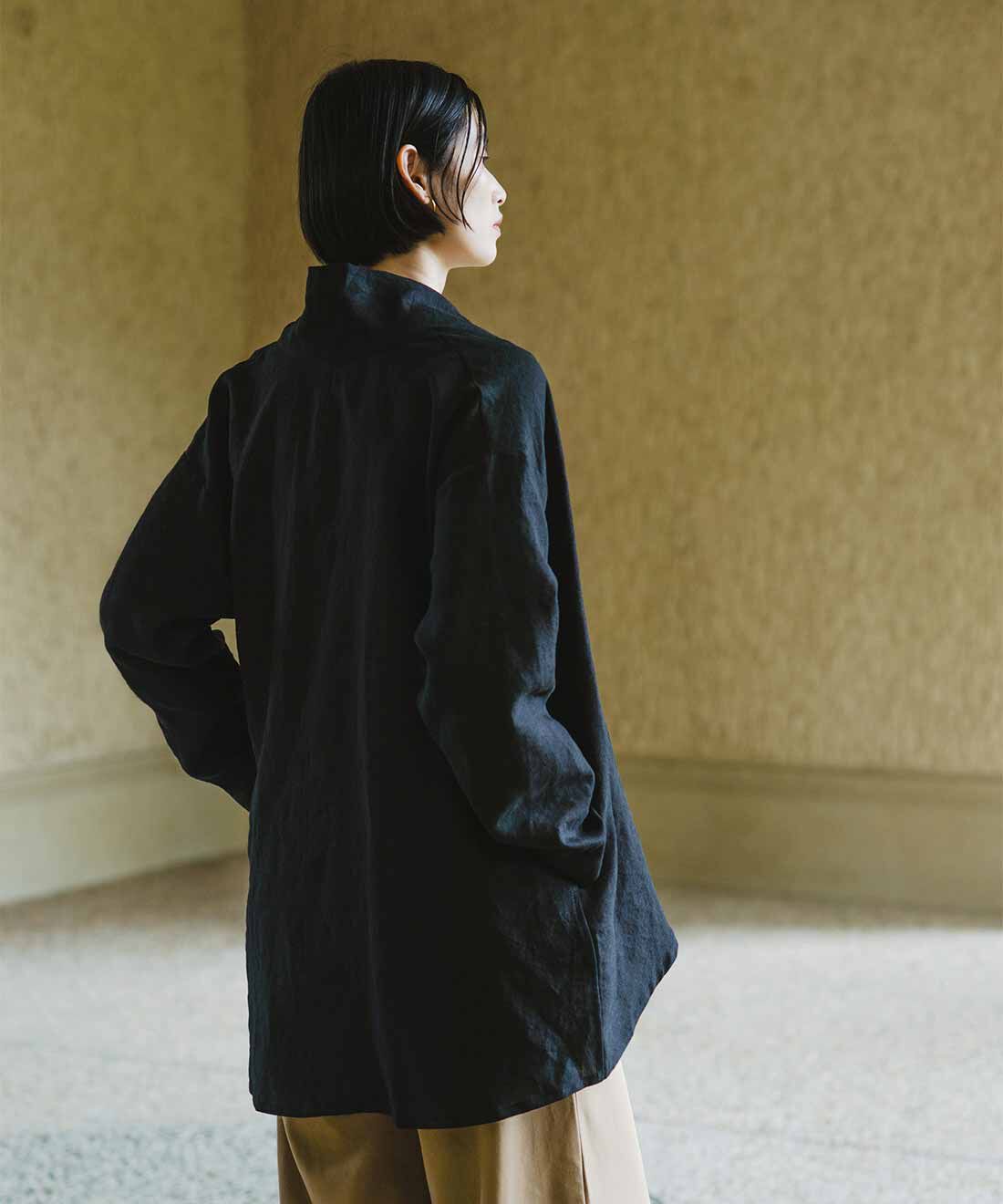 el:ment|el:ment　meets linen　風合い育てるとっておきのリネン100％ガウンジャケット〈スミ〉