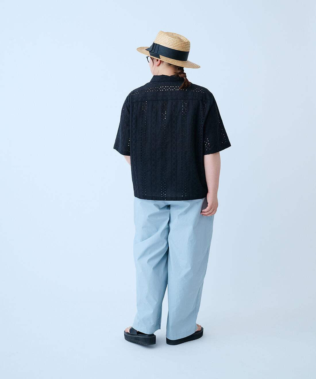 THREE FIFTY STANDARD|接触冷感コットンダンプの バルーンシルエットパンツ〈ライトブルー〉のコーディネート