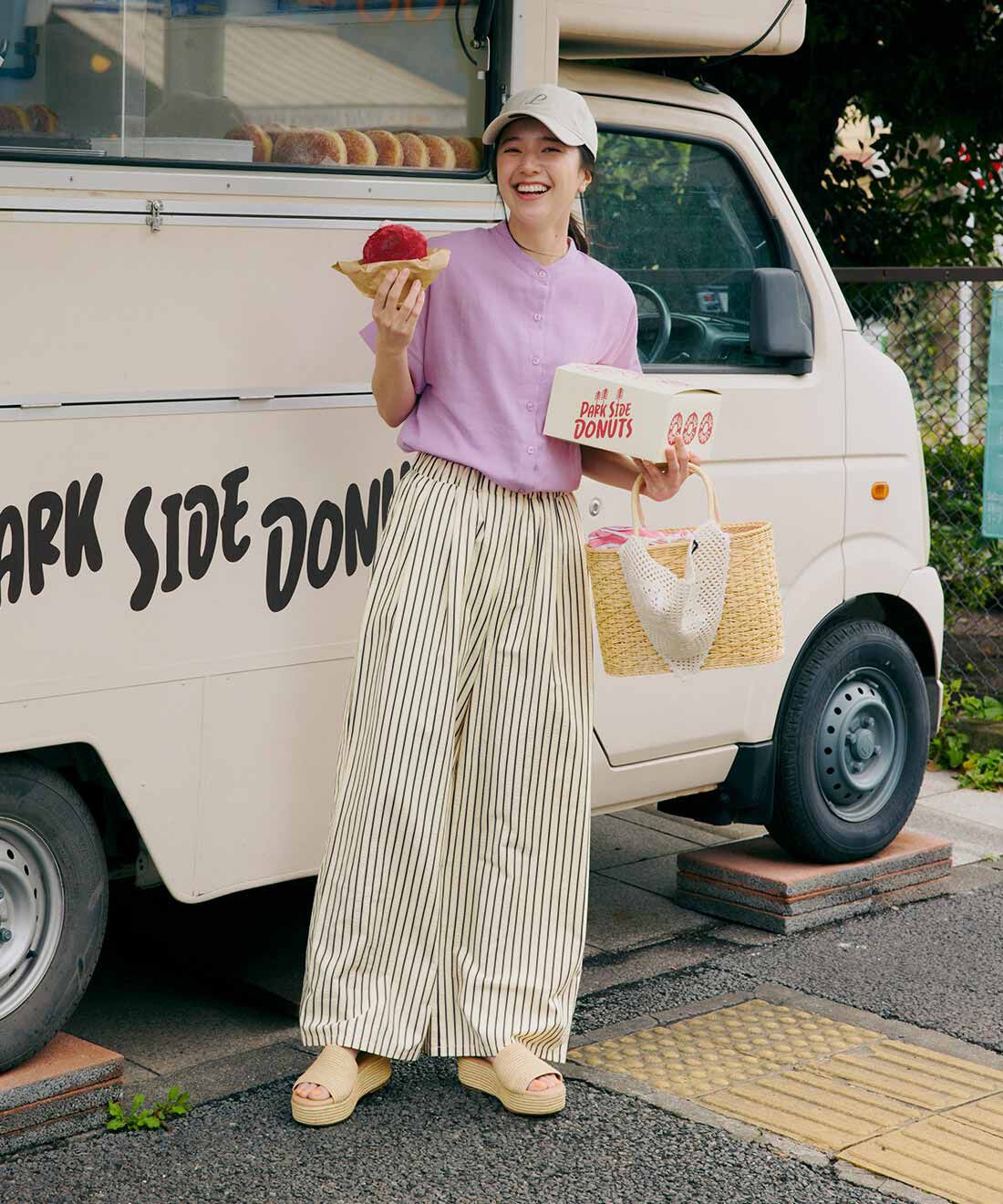 Live in  comfort|リブ イン コンフォート　Live love cotton（R）プロジェクト オーガニックコットン100％ やわらかダブルガーゼ素材の半袖シャツ〈ラベンダーパープル〉