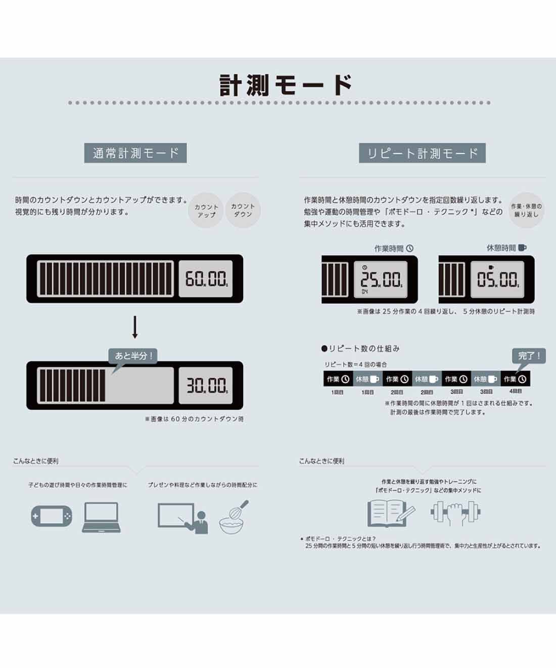 ミニツク|ビジュアルバータイマー（タイプ選べる：白・黒）