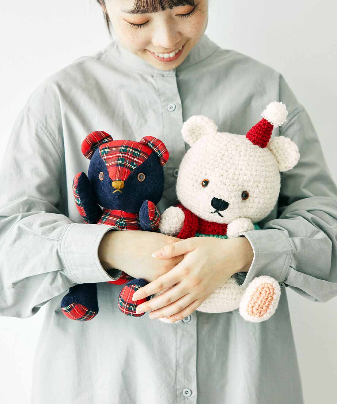 ハッピートイズ やさしさつなぐ ぬくもりたっぷりくまちゃん パッチワークぬいぐるみ 材料付きセット〈クラシカルレッド〉
