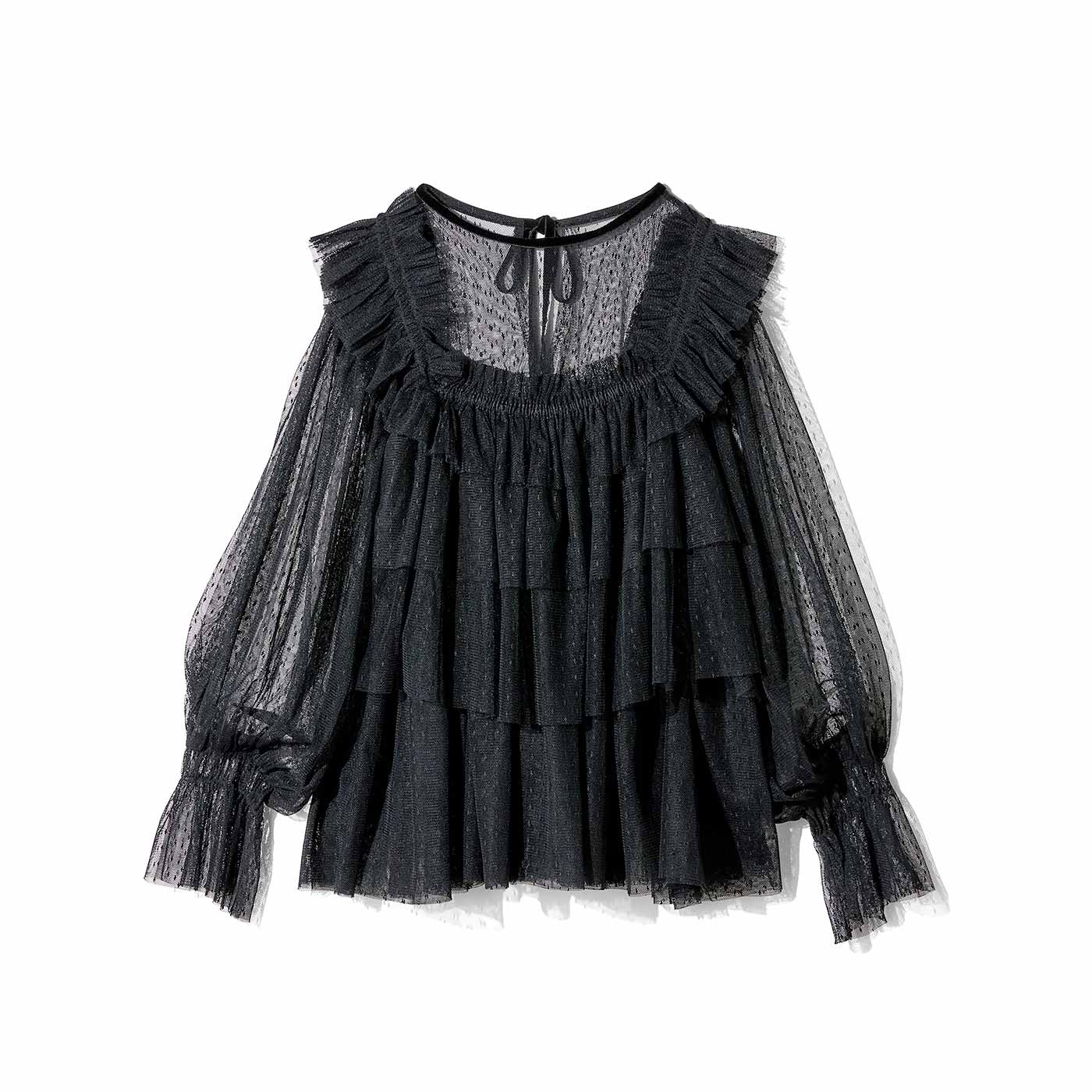 MEDE19F|贅沢にチュールを重ねたビスチェ トップスセット〈ブラック〉