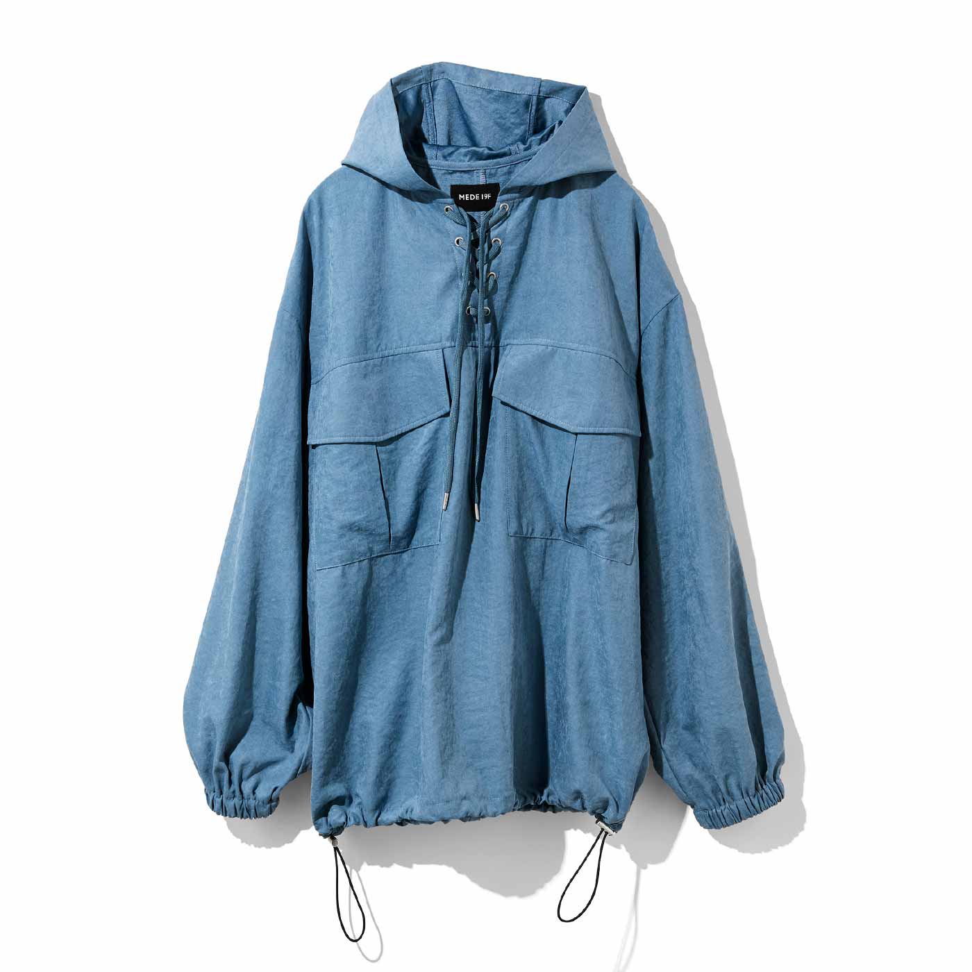 MEDE19F|フェイクスエードのアノラック パーカー〈スカイテールブルー〉