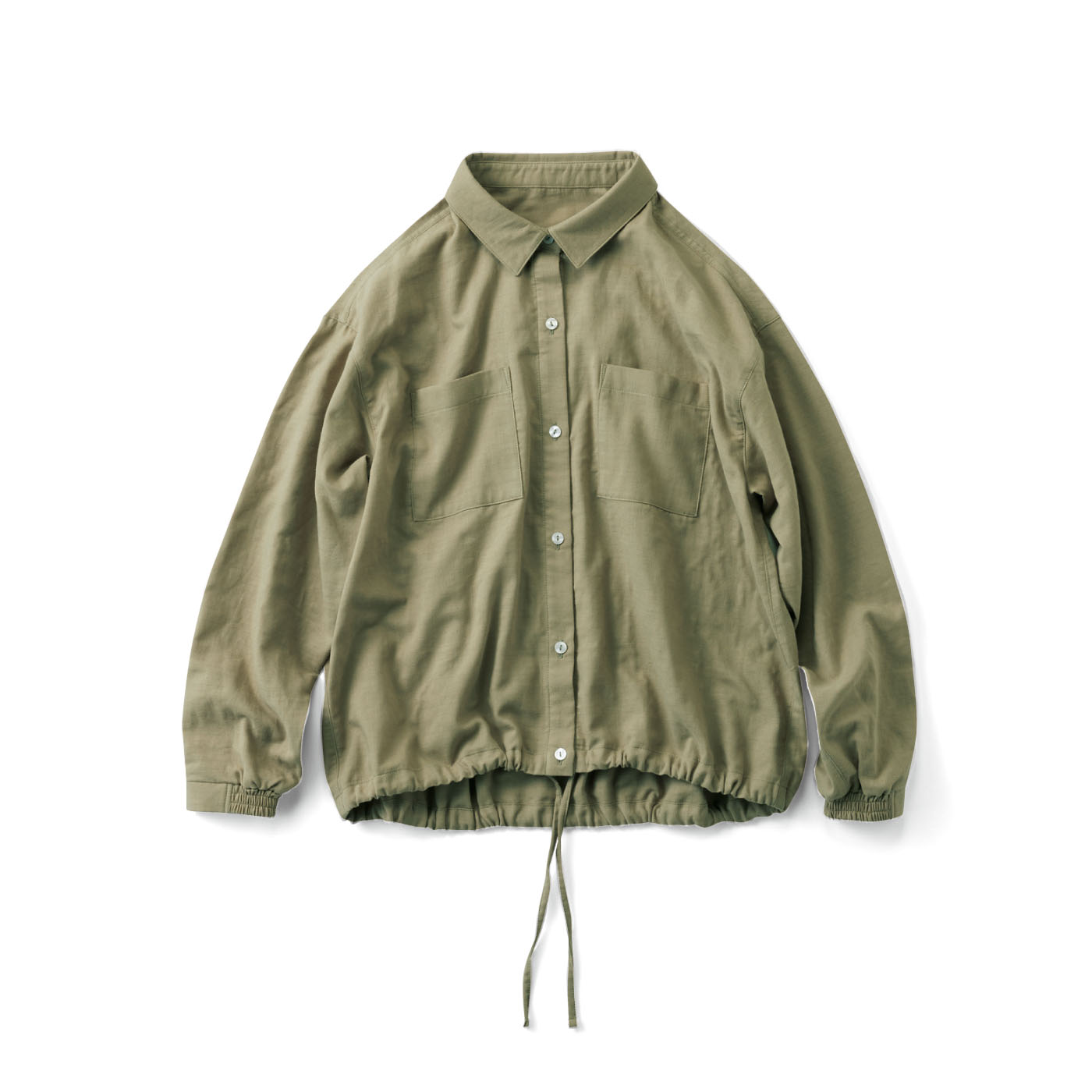 Live in  comfort|オーガニックコットン100%やわらかダブルガーゼの長袖シャツ〈カーキ〉