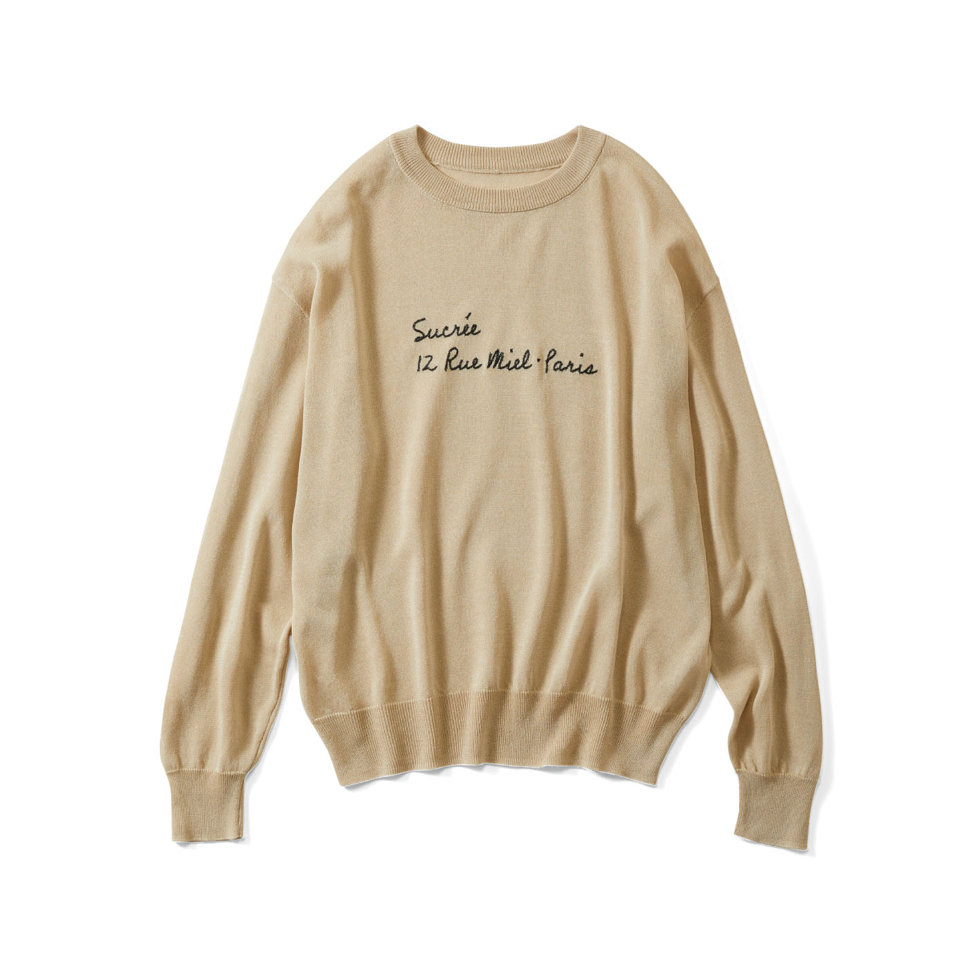 Live in  comfort|さらり素材で上品に着られる大人ロゴ ニットトップス〈ベージュ〉